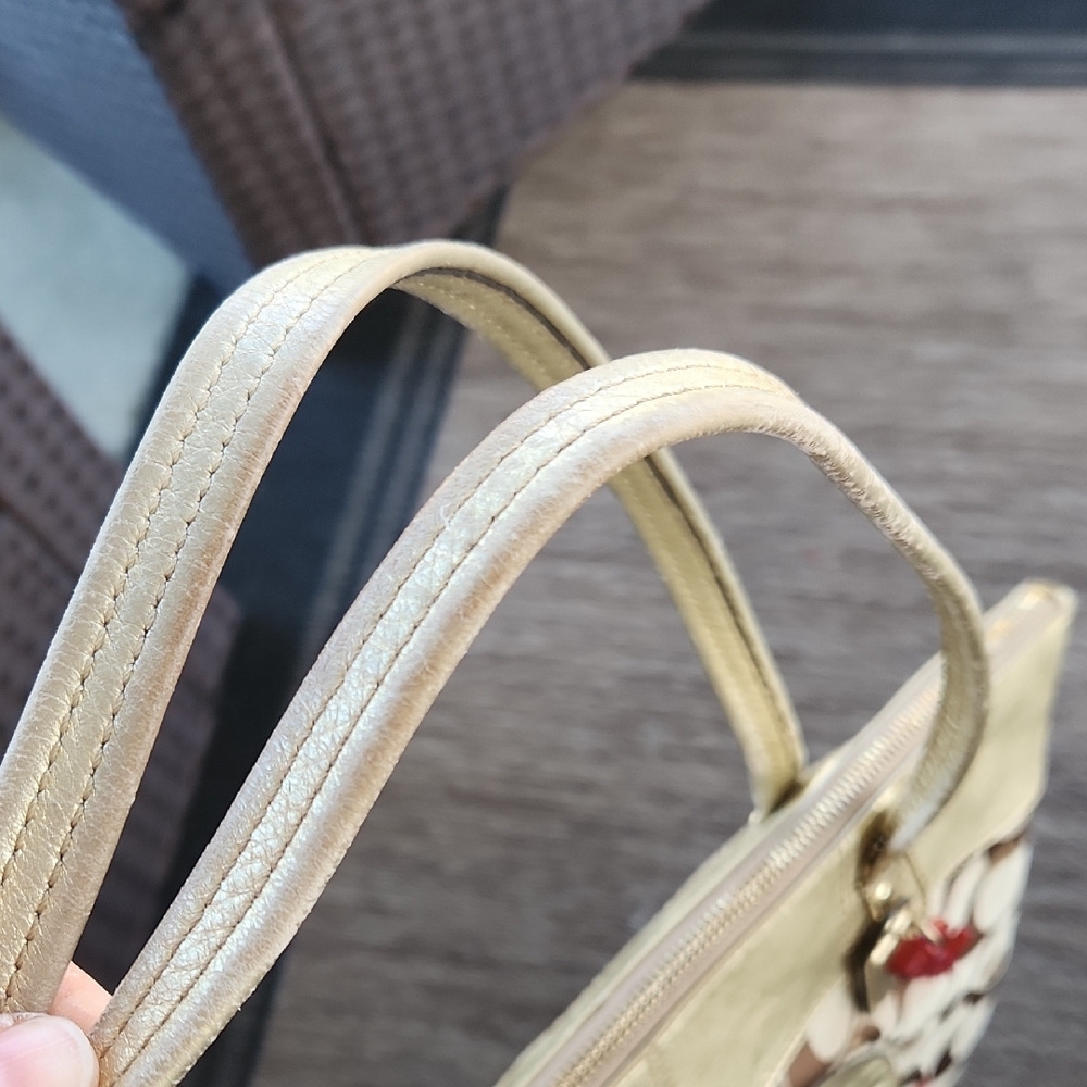 Coach Brown Signature Tote with Metallic Gold Trim - Picture 7 of 16